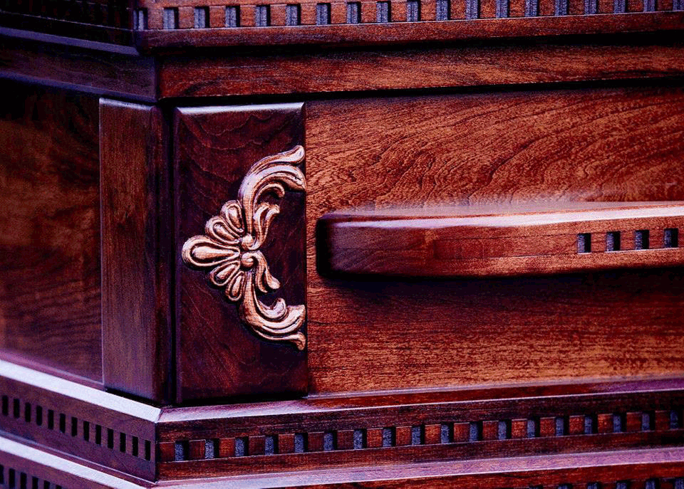 close up cherry casket